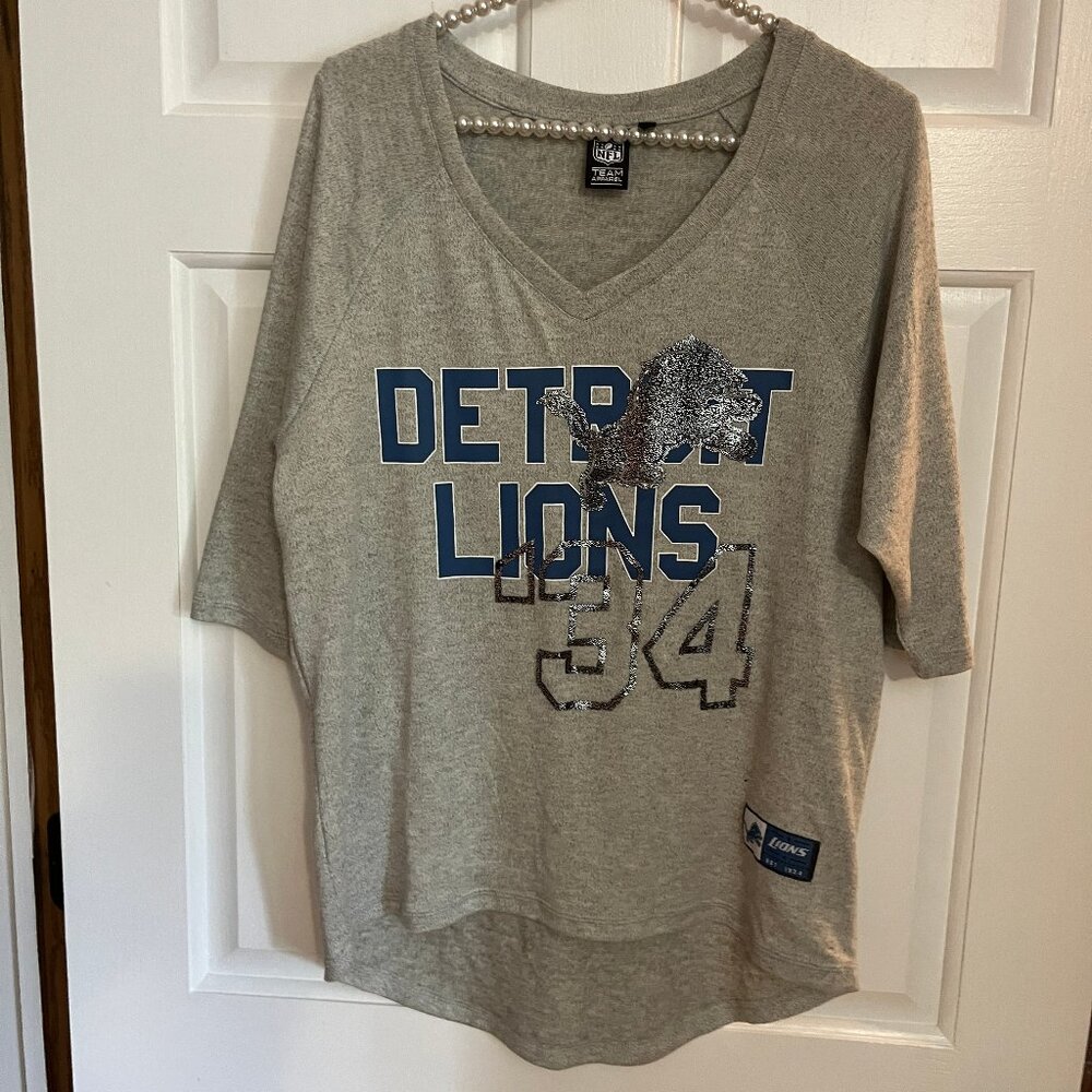 NFL Team Apparel Ladies Detroit Lions V-Neck Lightweight Knit Top Size M